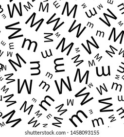 Seamless vector pattern in letters. Random letters scattering.