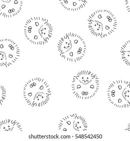 Seamless vector pattern with lie hedgehogs for textile, ceramics, fabric, print, cards, wrapping