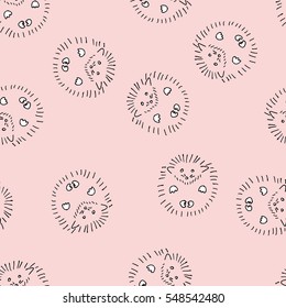 Seamless vector pattern with lie hedgehogs for textile, ceramics, fabric, print, cards, wrapping