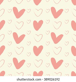 Seamless vector pattern with light coral hearts. Seamless pattern can be used for wallpaper, pattern fills, web page background, surface textures.