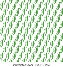 Seamless vector pattern with a light green pattern from a handmade, artistic, leafs on a white background. Bright patterned illustration. Beautiful tile, wrap, cover, textiles, postcard, wallpaper des