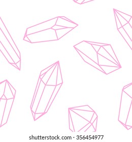 seamless vector pattern with light pink crystals on white