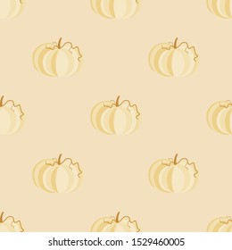 Seamless vector pattern with light 
pumpkins on beige background. Helloween pattern for fall decoration, autumn fest invitations, fabric, textile, print, web page background, gift wrapping paper