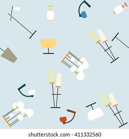 Seamless vector pattern of the lighting elements 70s