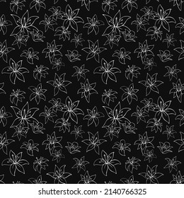 Seamless vector pattern of lilies. Background for greeting card, website, printing on fabric, gift wrap, postcard and wallpapers. 