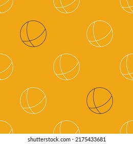 Seamless vector pattern with line beach balls on yellow background. Summer design for fabric and paper, surface textures.