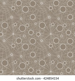 Seamless vector pattern of linear mesh on light beige background. Contemporary. Isolated.