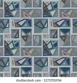 Seamless vector pattern, lined geometric background with rhombus, triangles, lines. Print for decor, wallpaper, packaging, wrapping, fabric. Triangular graphic design. Line drawing