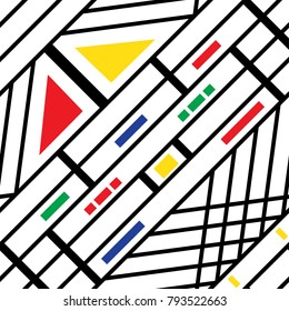 Seamless vector pattern with lines and particles on white background