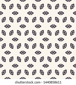 Seamless vector pattern. Linocut flower diamond shapes. Repeating geometrical tile background. Monochrome surface design textile swatch. Modern black white wallpaper, art deco minimal all over print