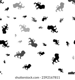 Patrón vectorial impecable con símbolos de león, creando un fondo monocromo creativo con elementos rotados. Ilustración del vector sobre fondo blanco