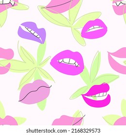 Seamless vector pattern with lips. Diversity concept.