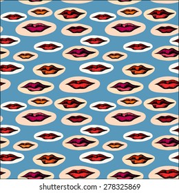Seamless vector pattern with lips motive