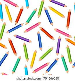 Seamless vector pattern with little colorful pixel art pencils. Chaotic texture.
