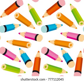 Seamless vector pattern with little colorful pencils. Childish repeatable motif for surface design. Fabric texture.