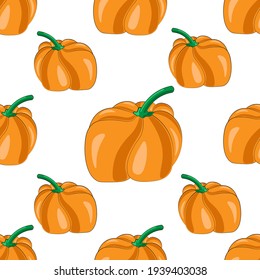 Seamless vector pattern with little orange pumpkin
