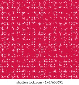 Seamless vector pattern with little white stars on red background. 4th July irregular abstract geometric pattern. Independence day background.