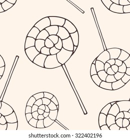 Seamless vector pattern with lollipops. Hand drawn doodles