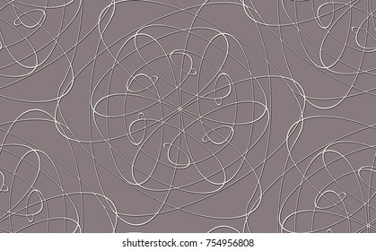 Seamless vector pattern. Loops. White, isolated on beige background