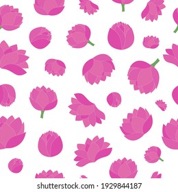 Seamless vector pattern with lotus. Colorful flower background for craftpaper, greeting cards, decorations. 