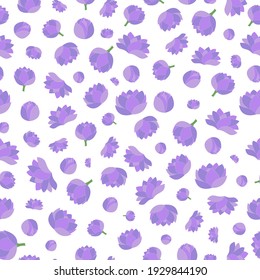Patrón vectorial sin foco con loto. Fondo de flores coloridas para artesanía, tarjetas de felicitación, decoraciones. 