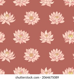 Seamless vector pattern of lotuses. Decoration print for wrapping, wallpaper, fabric, textile.