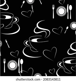 seamless vector pattern with love cup of coffee black