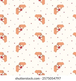 Seamless vector pattern with lovely hearts. Valentines day love illustration. LGBTQ support