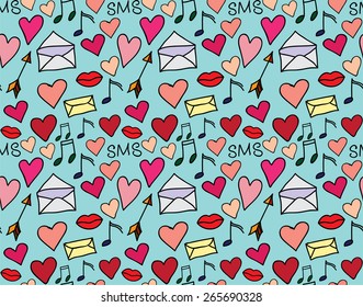 Seamless vector pattern of loving hearts. template pattern for the fabric, wrapping paper or wallpaper
