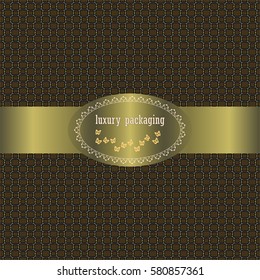 Seamless vector pattern for luxury packaging, stylish menu, polished wrapping paper, premium quality packaging, fashion package design, snazzy grille background. Gold brown tissue with coffee grain.