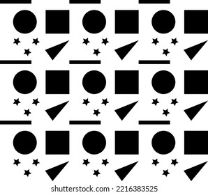 Seamless vector pattern made of black geomentric shapes on white