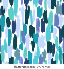 Seamless vector pattern made by hand drawn paint strokes. Blue shades background.
