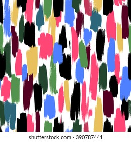 Seamless vector pattern made by hand drawn paint strokes. Bright smudges on white background.
