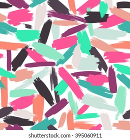 Seamless vector pattern made by hand drawn paint strokes. Bright summer or spring background.