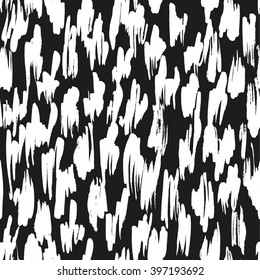 Seamless vector pattern made by hand drawn paint strokes. Black and white.