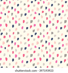 Seamless Vector Pattern Made By Hand Drawn Paint Strokes. Retro Colors.