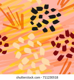 Seamless vector pattern made by hand drawn paint strokes. Bright summer or spring background.