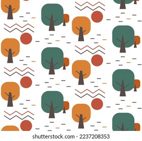 Seamless vector pattern made of cartoon trees
