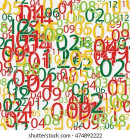 Seamless vector pattern made from  colorful numbers.
