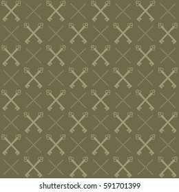 A seamless vector pattern made up of crossed skeleton keys.