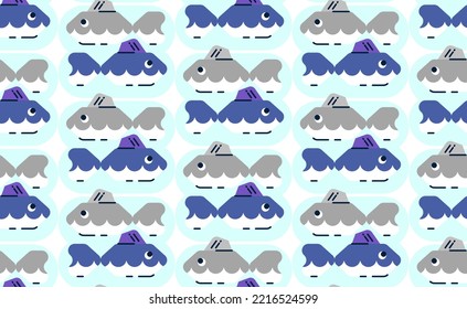 Seamless vector pattern made of cute fish