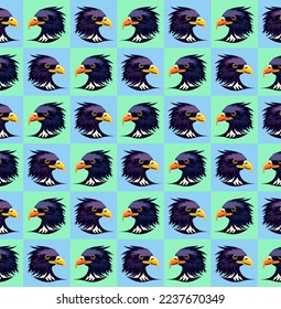 Seamless vector pattern made of eagle profiles