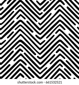 Seamless vector pattern made of hand drawn wavy dashed lines. Abstract geometric background. 