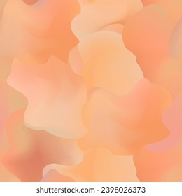 Seamless vector pattern made of holographic mesh in the colors of 2024 peach down. Organic shapes, waves, iridescences. Gradient texture with smooth geometric pattern