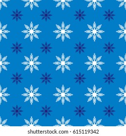 A seamless vector pattern made up of ornate snowflakes. Suitable for use as a wallpaper, textile or wrapping paper design.