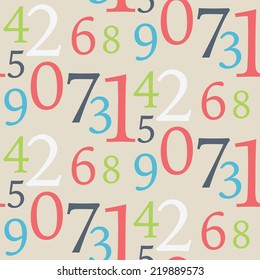 A seamless vector pattern made up of scattered numbers