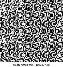 Seamless vector pattern made of wavy lines. Monochrome abstract design for web or print.