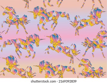 seamless vector pattern. magic Rainbow unicorn, pattern for girls, Creative background for textile, prints, paper wrap