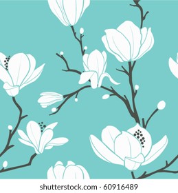 seamless vector pattern with magnolia