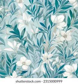 Seamless vector pattern with many abstract spring flowers. For wallpaper or fabric decoration in vintage style. Flower painting for summer. Botanical background. Vector illustration.